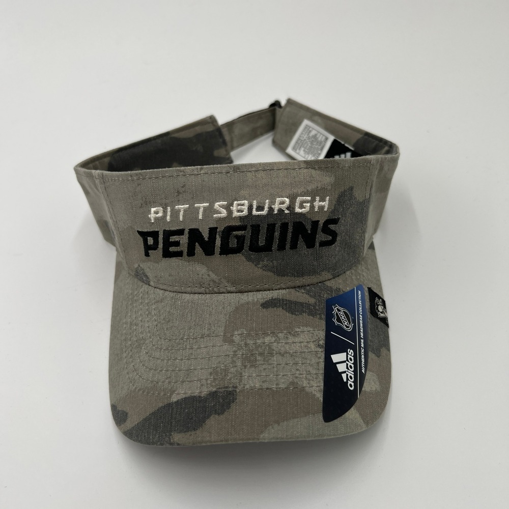 Adidas‎ Pittsburgh Penguins NHL Visor Gray Camo Adjustable Hat One Size NWT